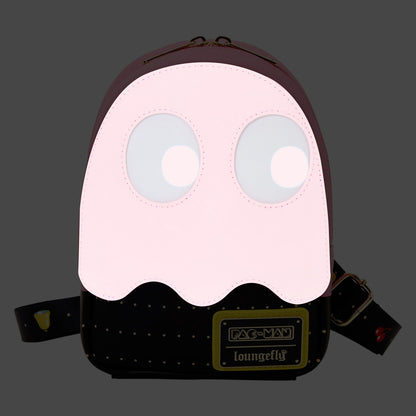 Loungefly PAC-MAN Pinky Ghost Glow Sling Crossbody Bag