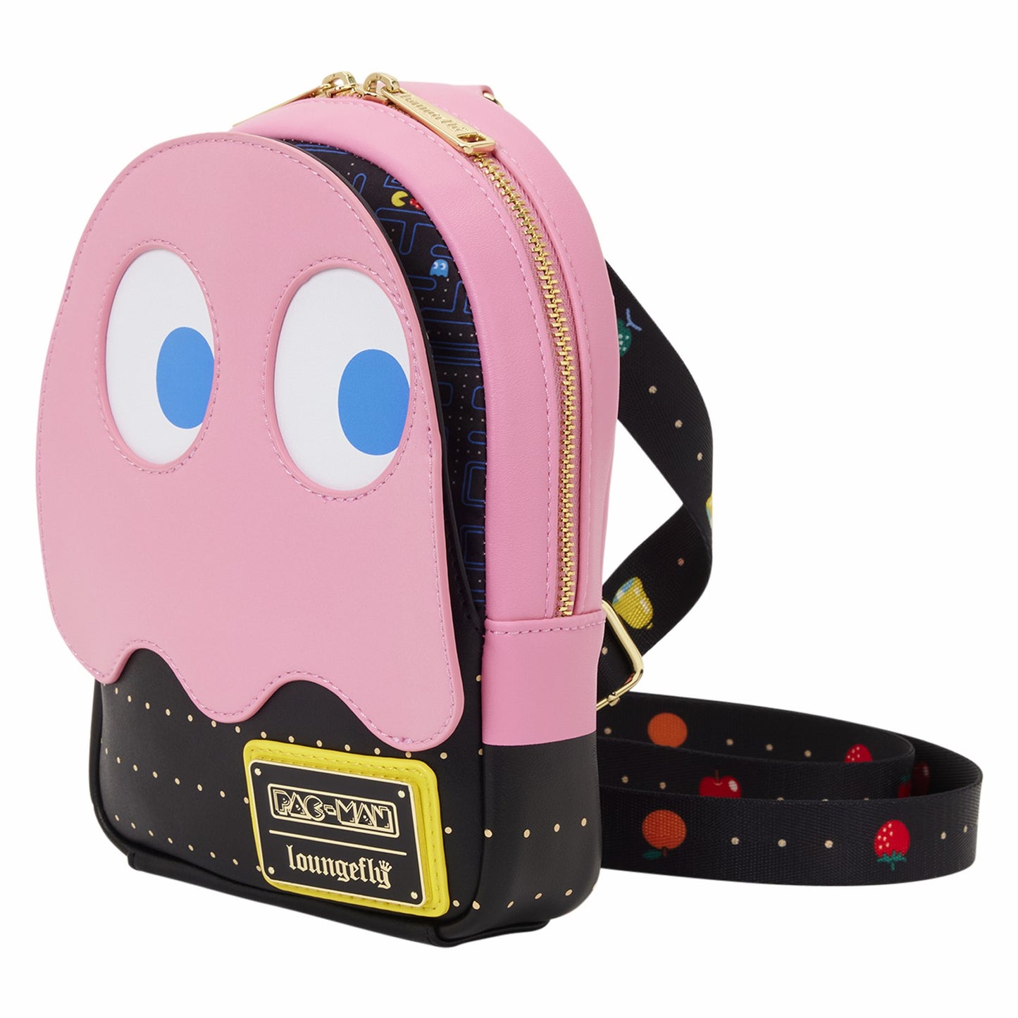 Loungefly PAC-MAN Pinky Ghost Glow Sling Crossbody Bag