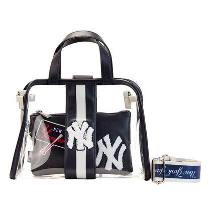 Loungefly MLB NY Yankees Clear Tote Crossbody Stadium Bag with Pouch