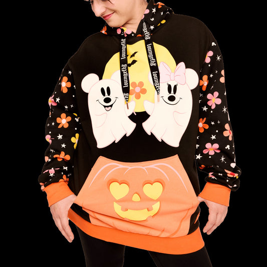 Loungefly Mickey & Minnie Floral Ghost Glow Unisex Hoodie