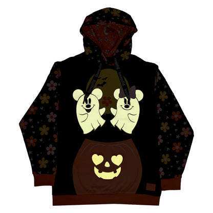 Loungefly Mickey & Minnie Floral Ghost Glow Unisex Hoodie