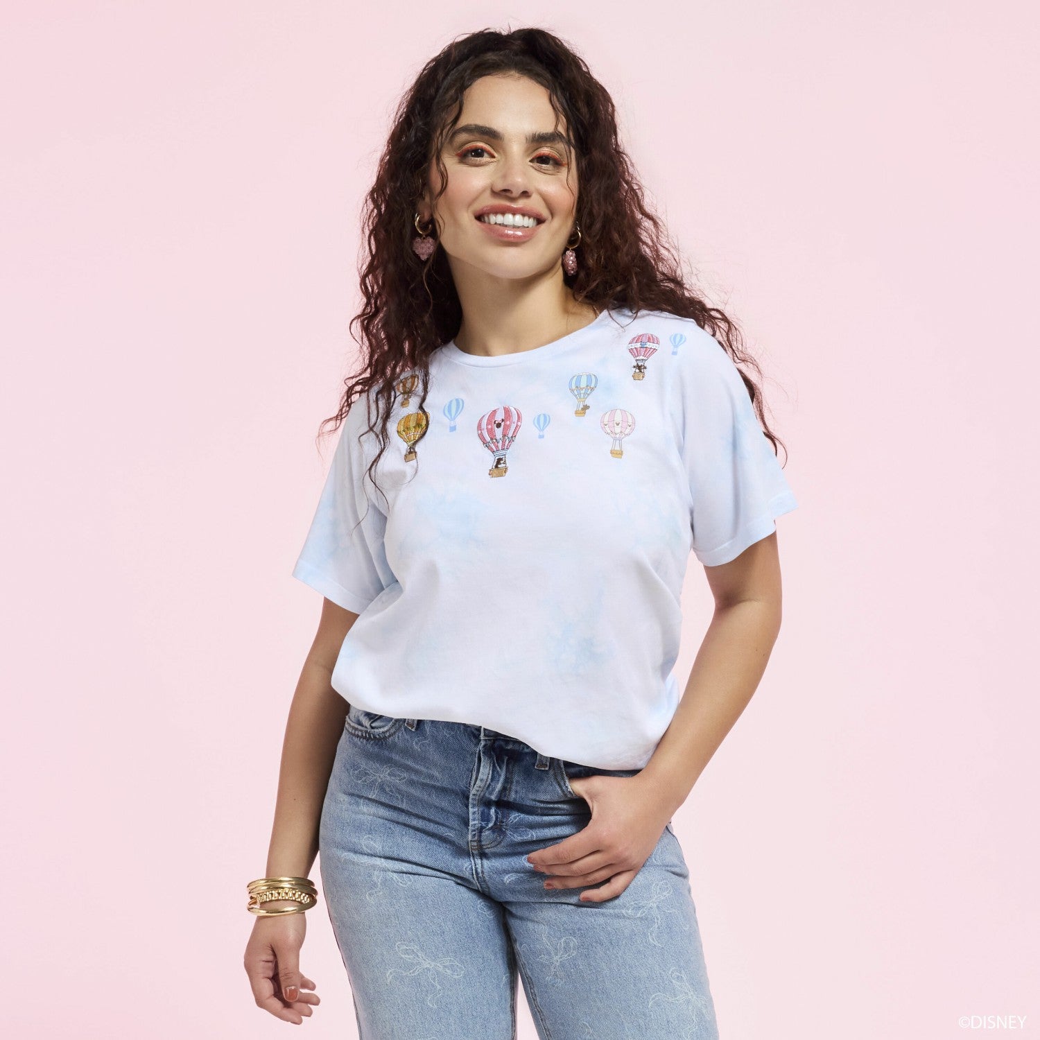 Loungefly Mickey & Friends Hot Air Balloon Tie-Dye Swing Tee