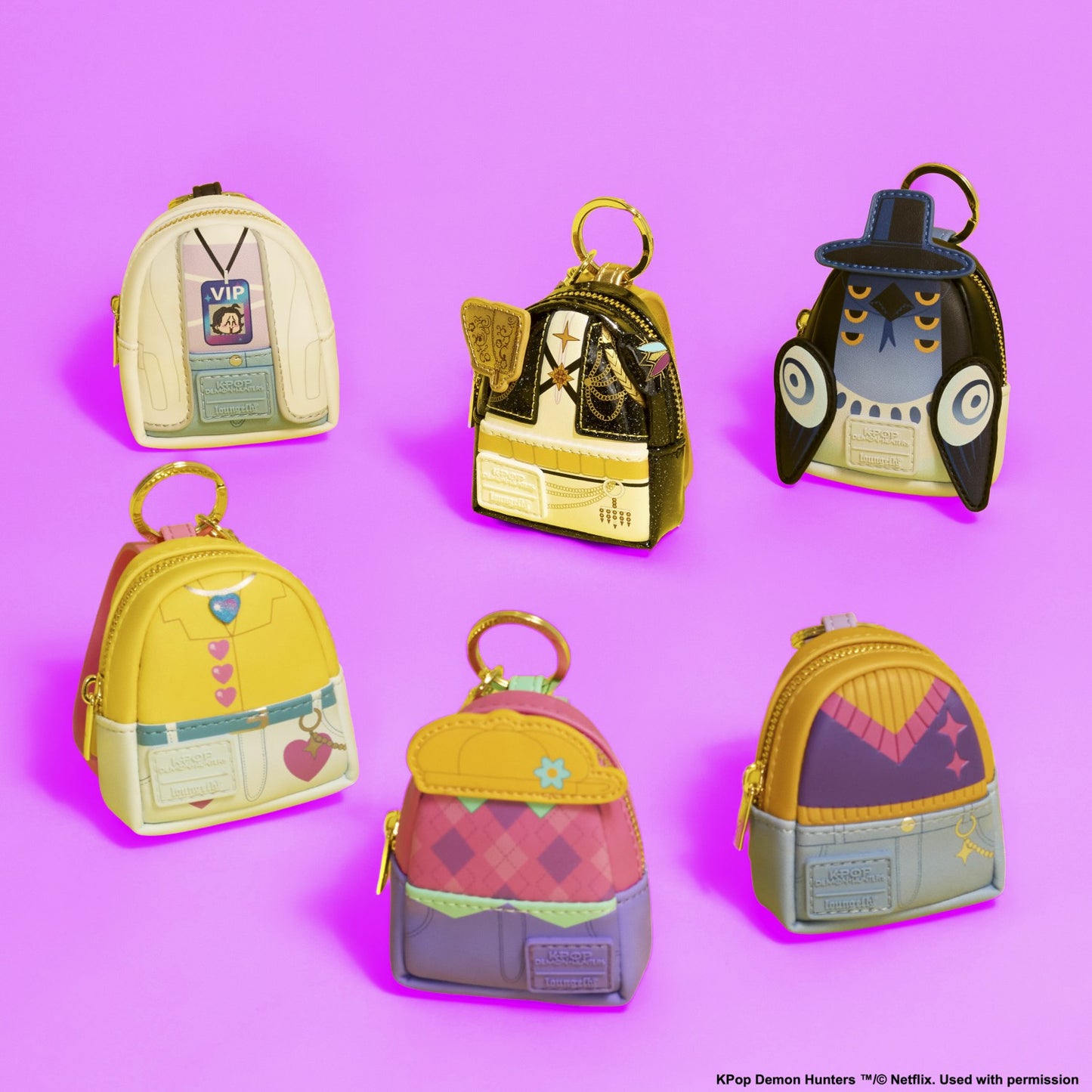 Loungefly KPop Demon Hunters Exclusive Cosplay Mystery Mini Backpack Keychain Charm
