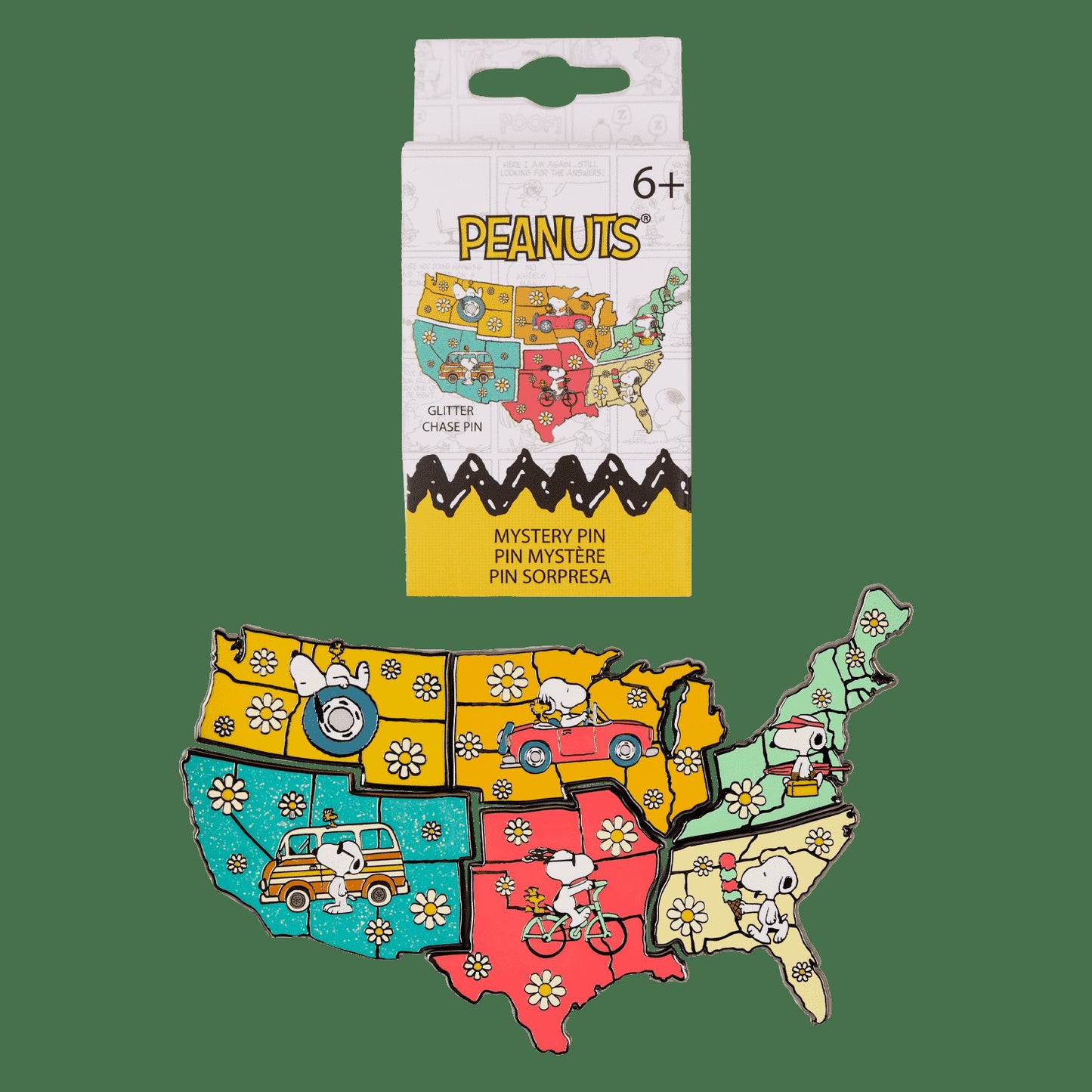 Loungefly Peanuts Snoopy Road Trip Map Mystery Box Pin