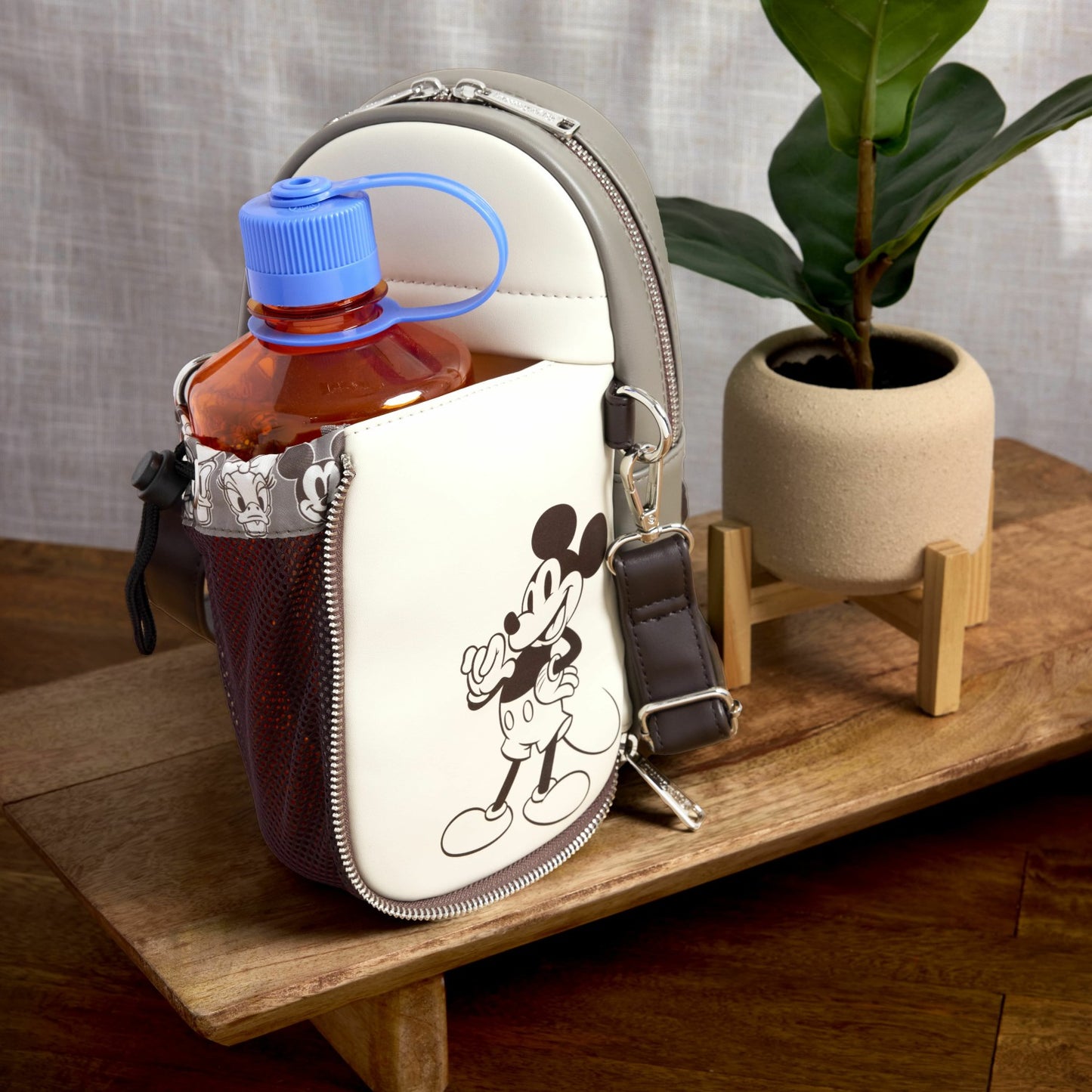 Loungefly Mickey & Friends Canvas Drink Holder Crossbody Bag