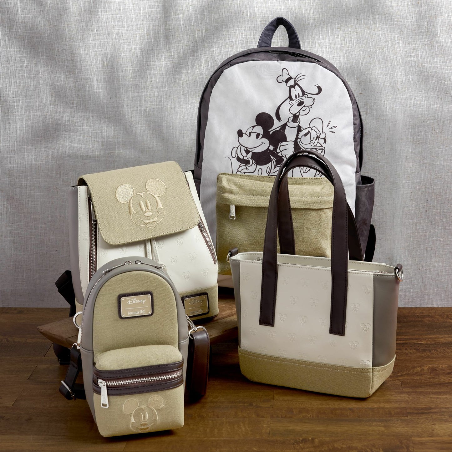 Loungefly Mickey & Friends Canvas Drink Holder Crossbody Bag
