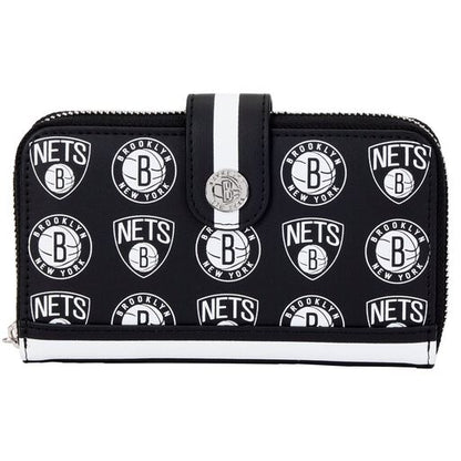 Loungefly NBA Brooklyn Nets Logo Zip Around Wallet