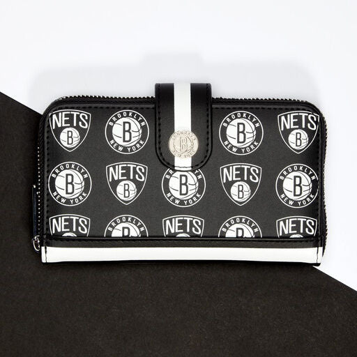 Loungefly NBA Brooklyn Nets Logo Zip Around Wallet