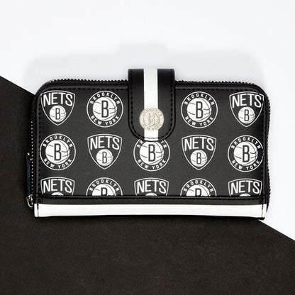 Loungefly NBA Brooklyn Nets Logo Zip Around Wallet