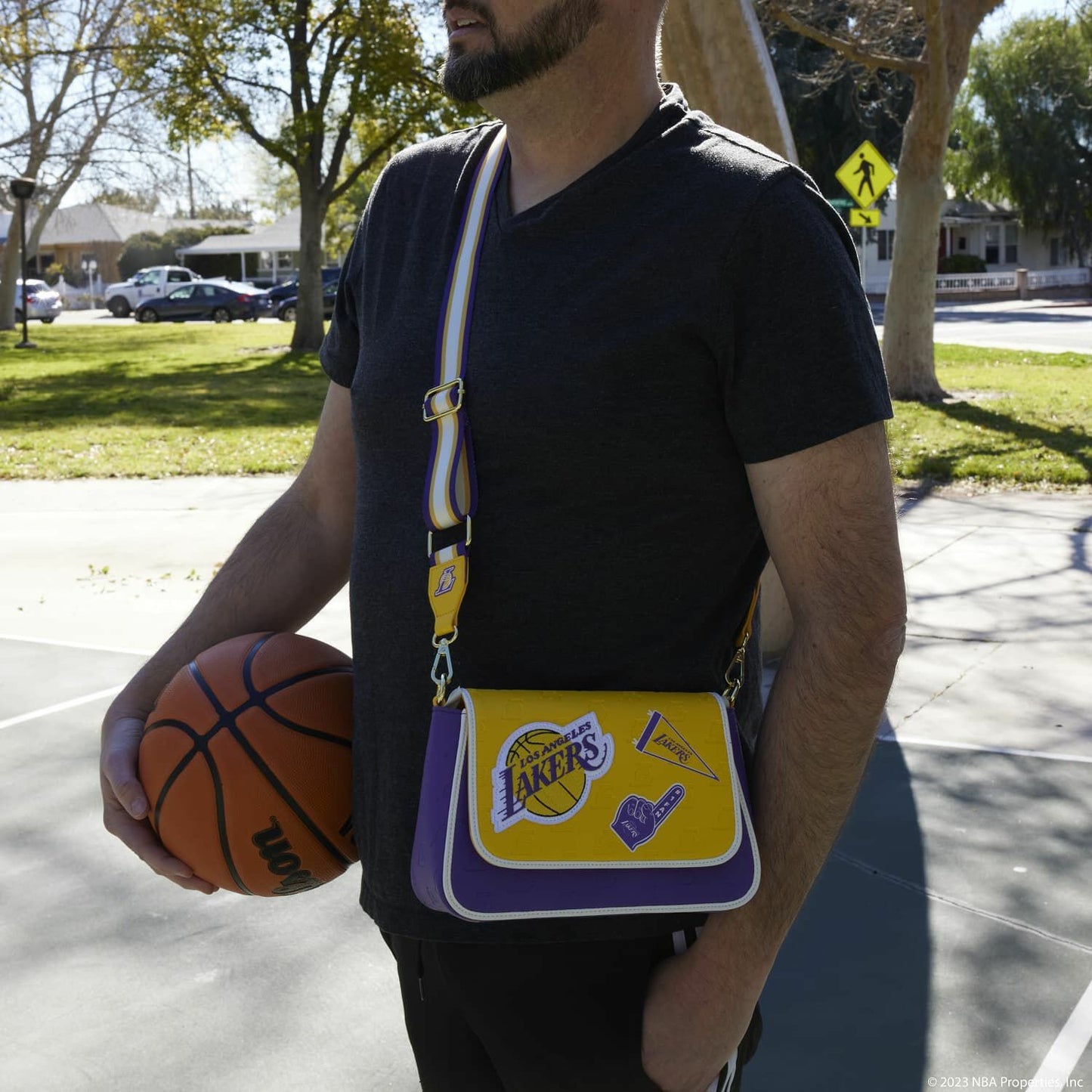 Loungefly NBA Los Angeles Lakers Patch Icons Crossbody Bag