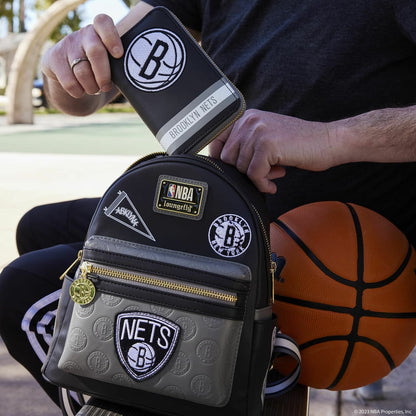 Loungefly NBA Brooklyn Nets Patch Icons Zip Around Wallet