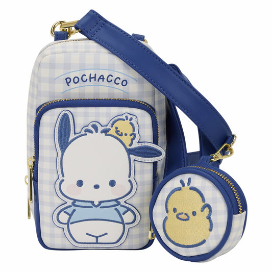 Loungefly Sanrio Pochacco Gingham Cell Phone Crossbody Bag with Coin Bag