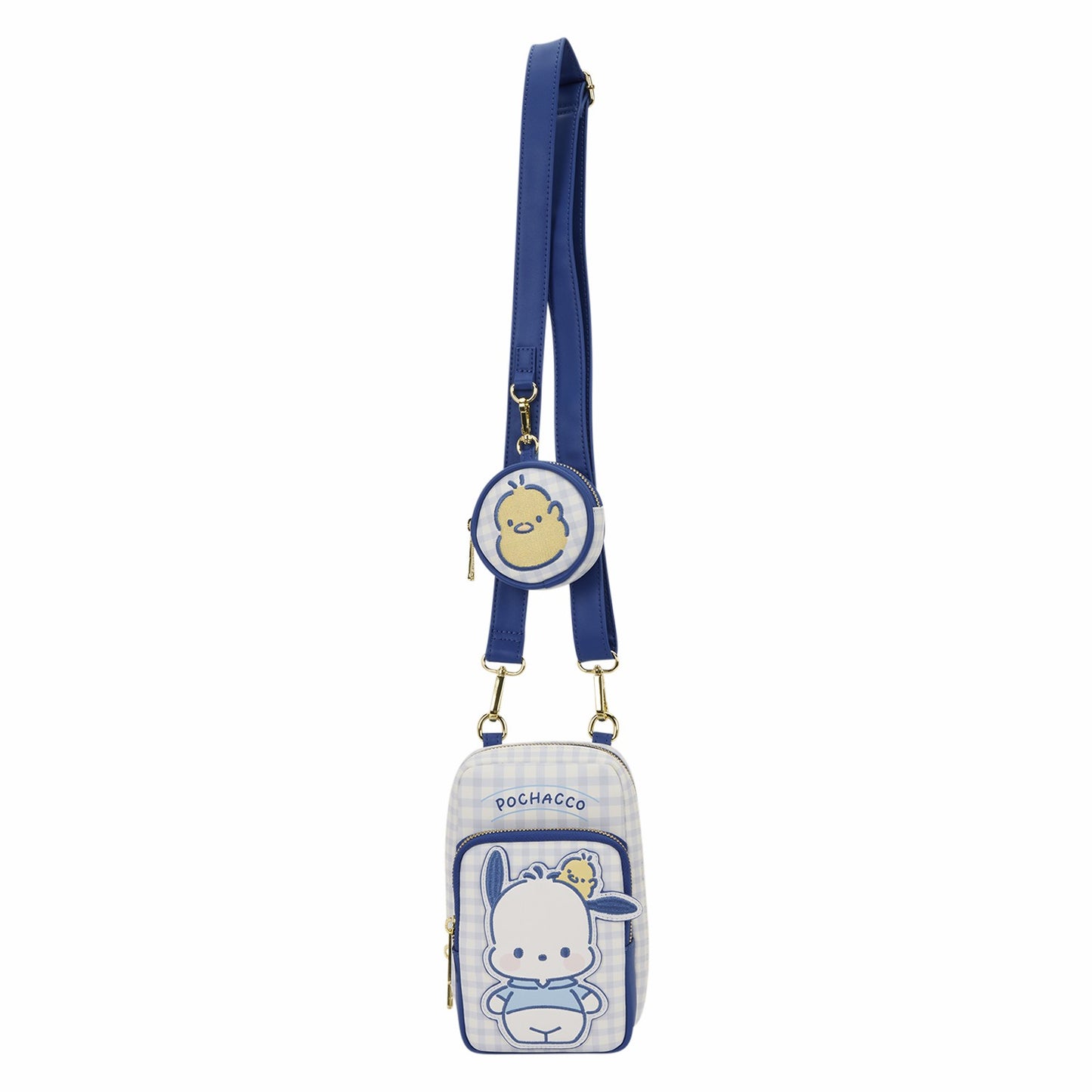 Loungefly Sanrio Pochacco Gingham Cell Phone Crossbody Bag with Coin Bag