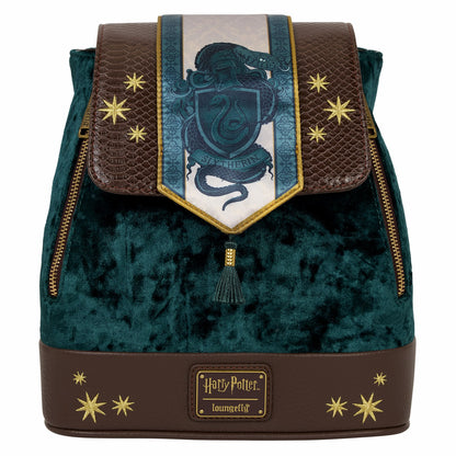 Loungefly Exclusive Harry Potter Slytherin Banner Velvet Mini Backpack