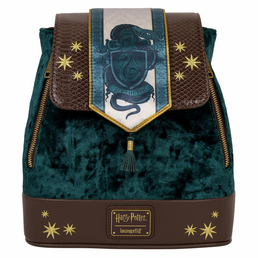 Loungefly Exclusive Harry Potter Slytherin Banner Velvet Mini Backpack