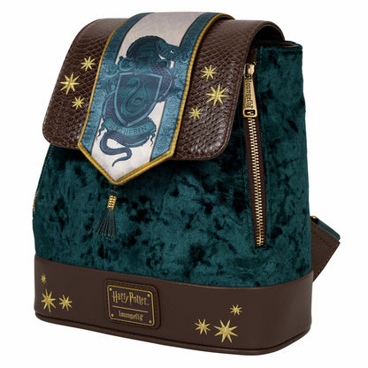 Loungefly Exclusive Harry Potter Slytherin Banner Velvet Mini Backpack