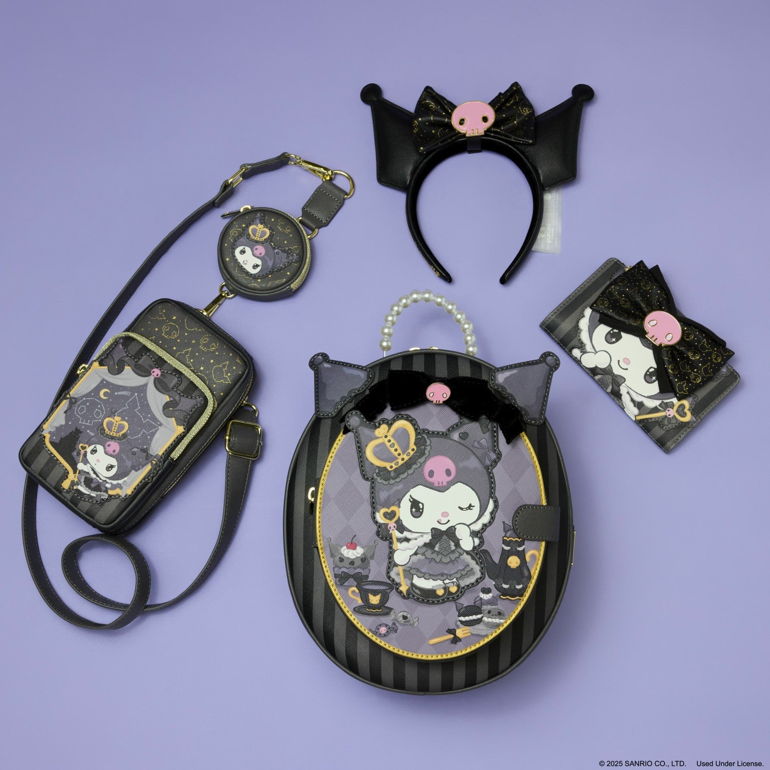 Loungefly Sanrio Kuromi 20th Anniversary Cell Phone Crossbody Bag with Coin Bag