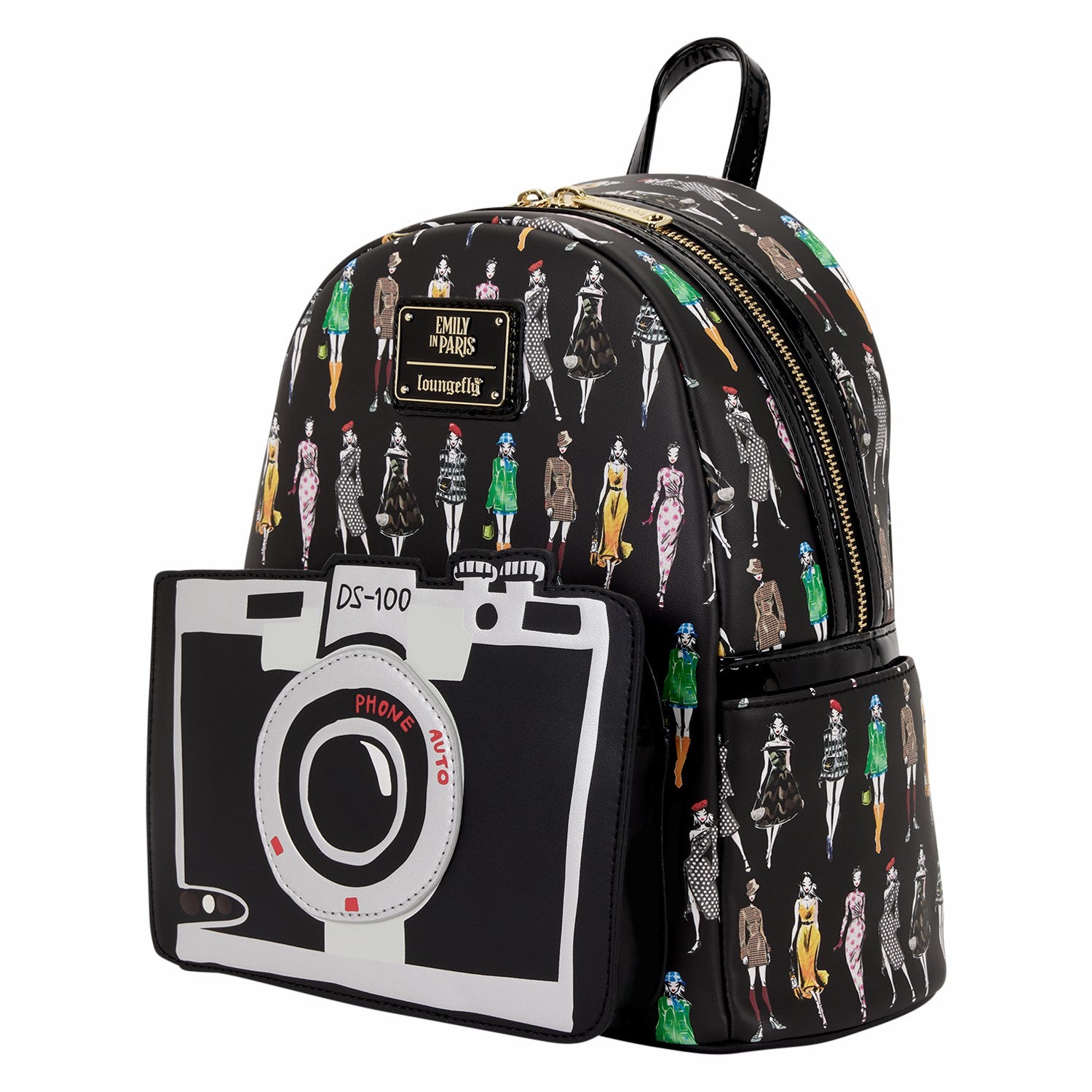 Loungefly Emily in Paris Limited Edition Camera All-Over Print Mini Backpack