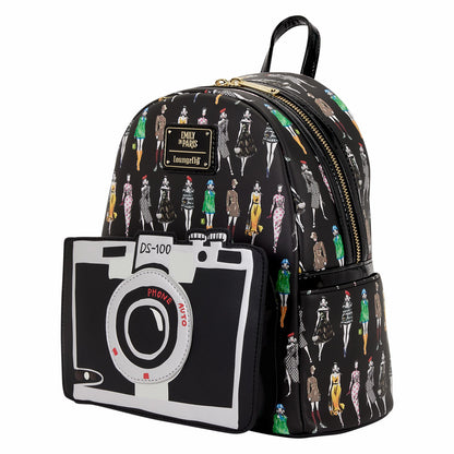 Loungefly Emily in Paris Limited Edition Camera All-Over Print Mini Backpack