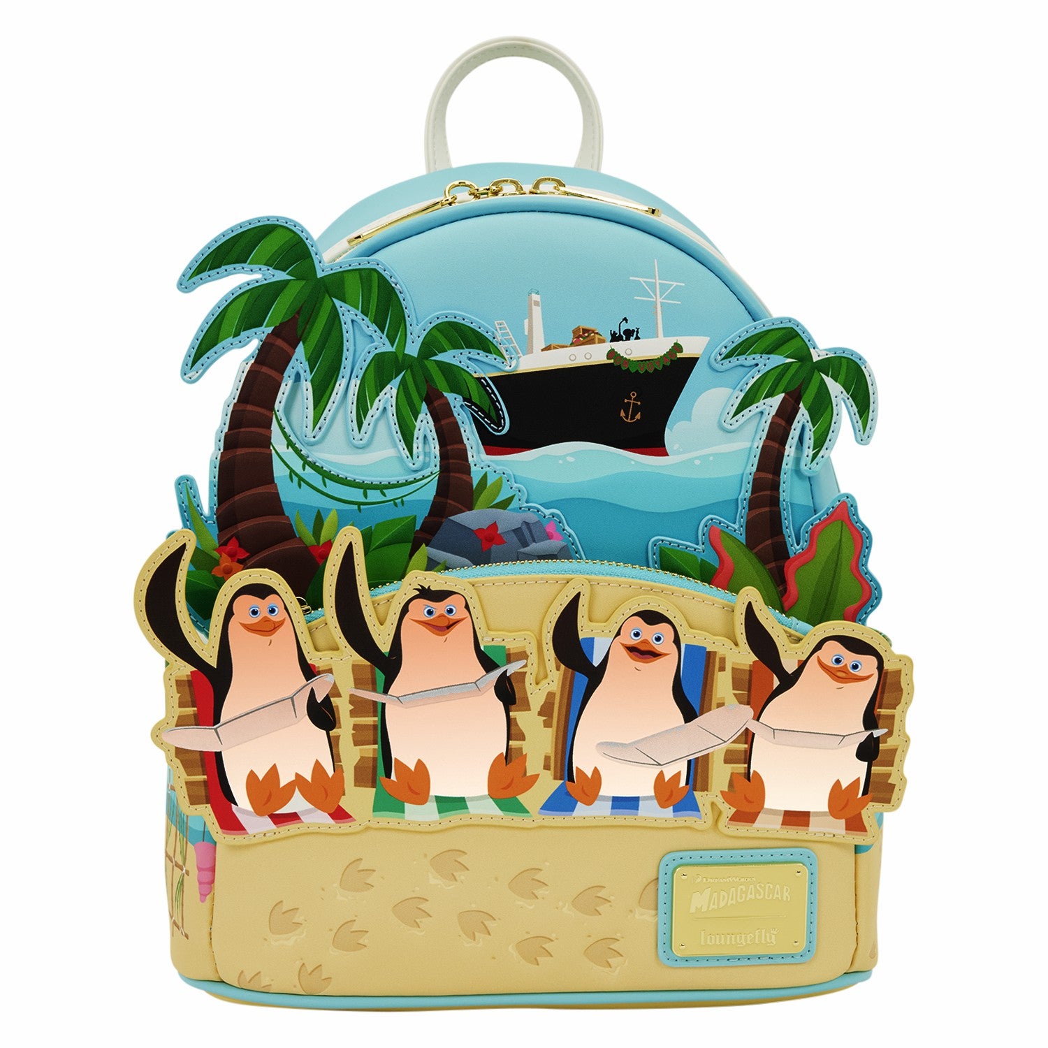 Loungefly Madagascar Exclusive Penguins Beach Mini Backpack