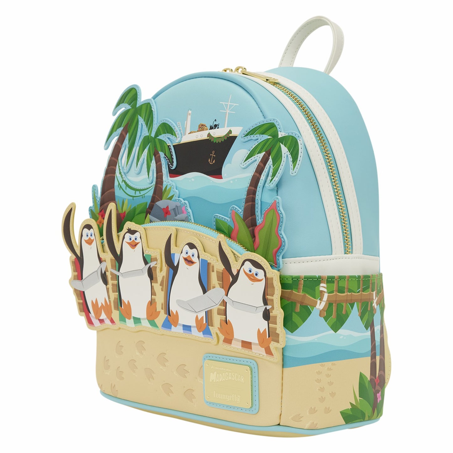 Loungefly Madagascar Exclusive Penguins Beach Mini Backpack