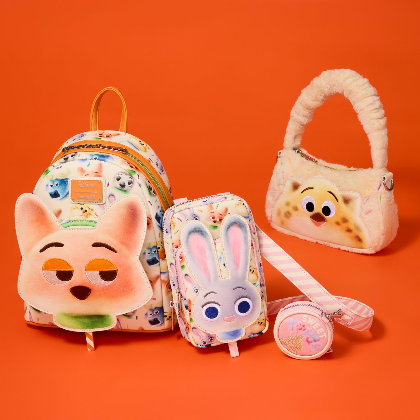 Loungefly Zootopia 2 Nick Wilde Cotton Candy Cosplay All-Over Print Mini Backpack