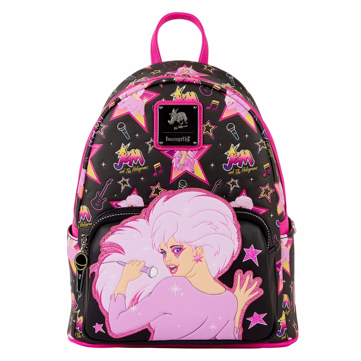 Loungefly Jem and the Holograms Glitter All-Over Print Mini Backpack