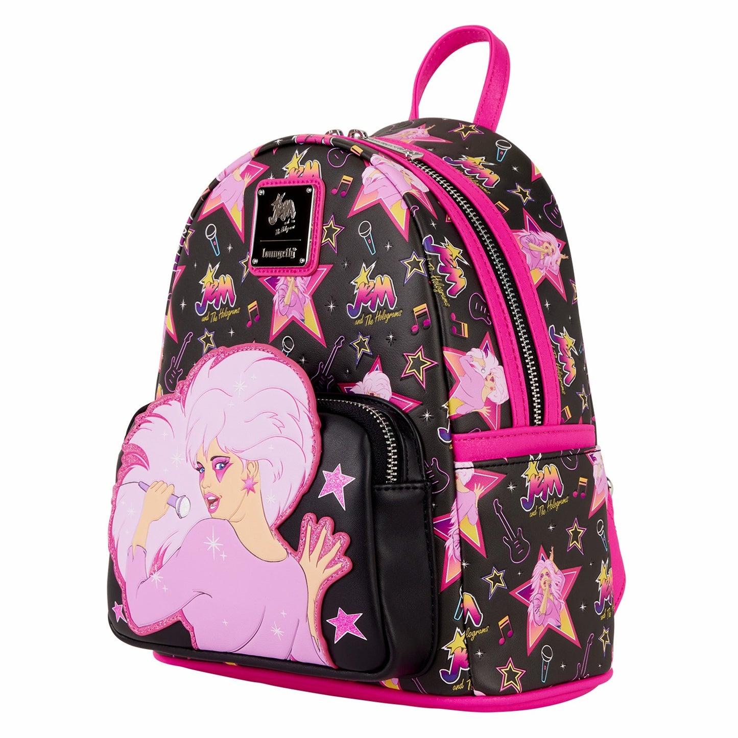 Loungefly Jem and the Holograms Glitter All-Over Print Mini Backpack