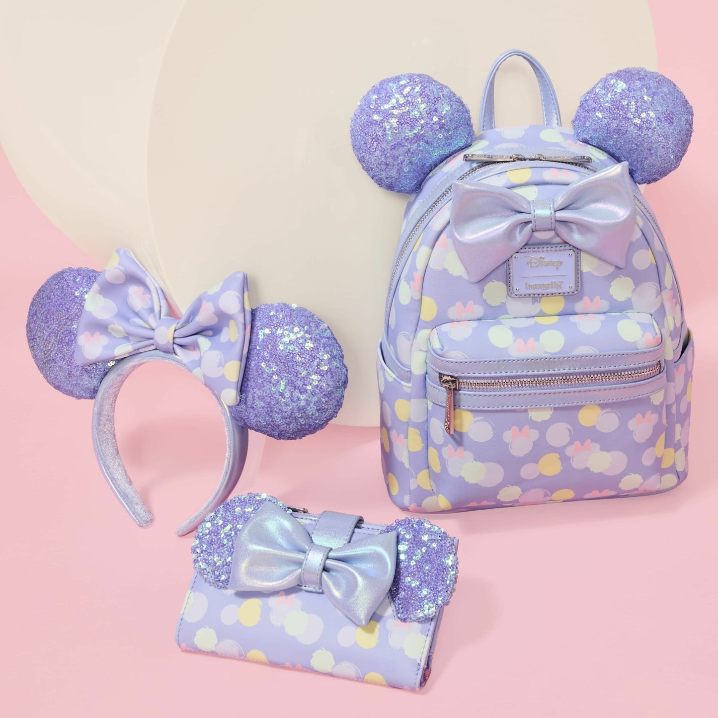 Loungefly Minnie Mouse Exclusive Iridescent All-Over Print Sequin Ear Mini Backpack