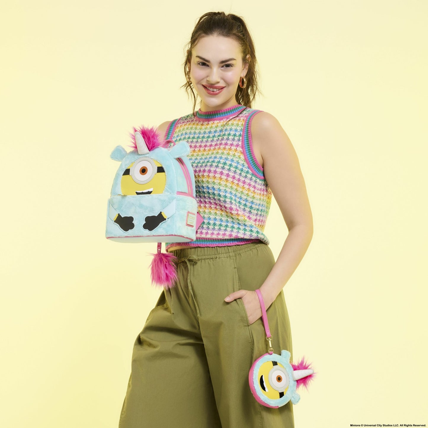 Loungefly Minions Fluffy Unicorn Exclusive Costume Plush Wristlet Wallet