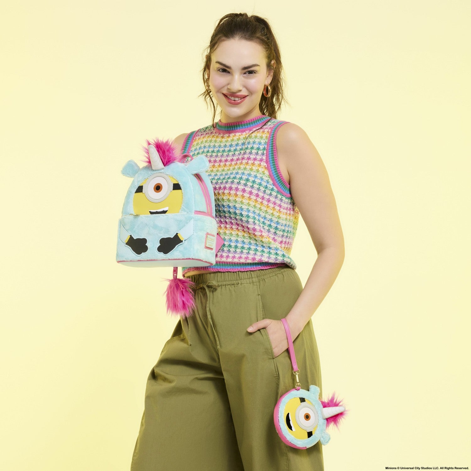 Loungefly Minions Fluffy Unicorn Exclusive Costume Plush Wristlet Wallet