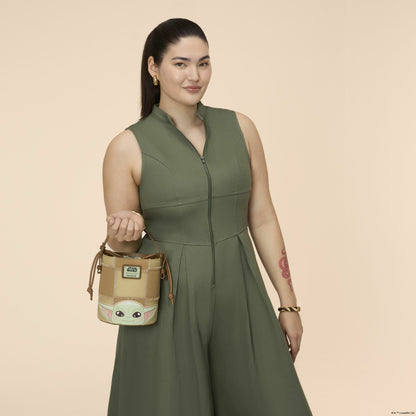Loungefly The Mandalorian Grogu & Anzellan Drawstring Bucket Crossbody Bag with Coin Bag