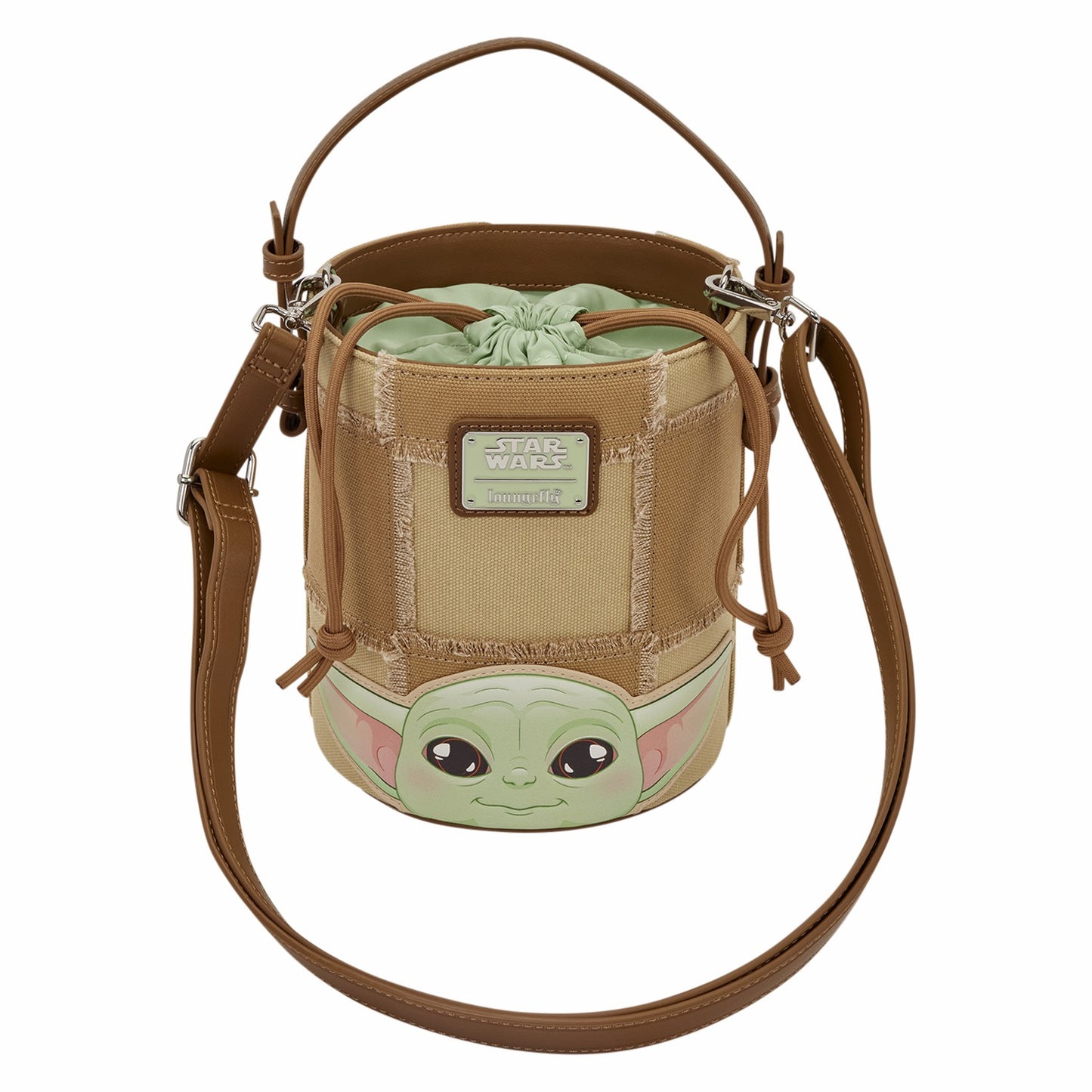 Loungefly The Mandalorian Grogu & Anzellan Drawstring Bucket Crossbody Bag with Coin Bag