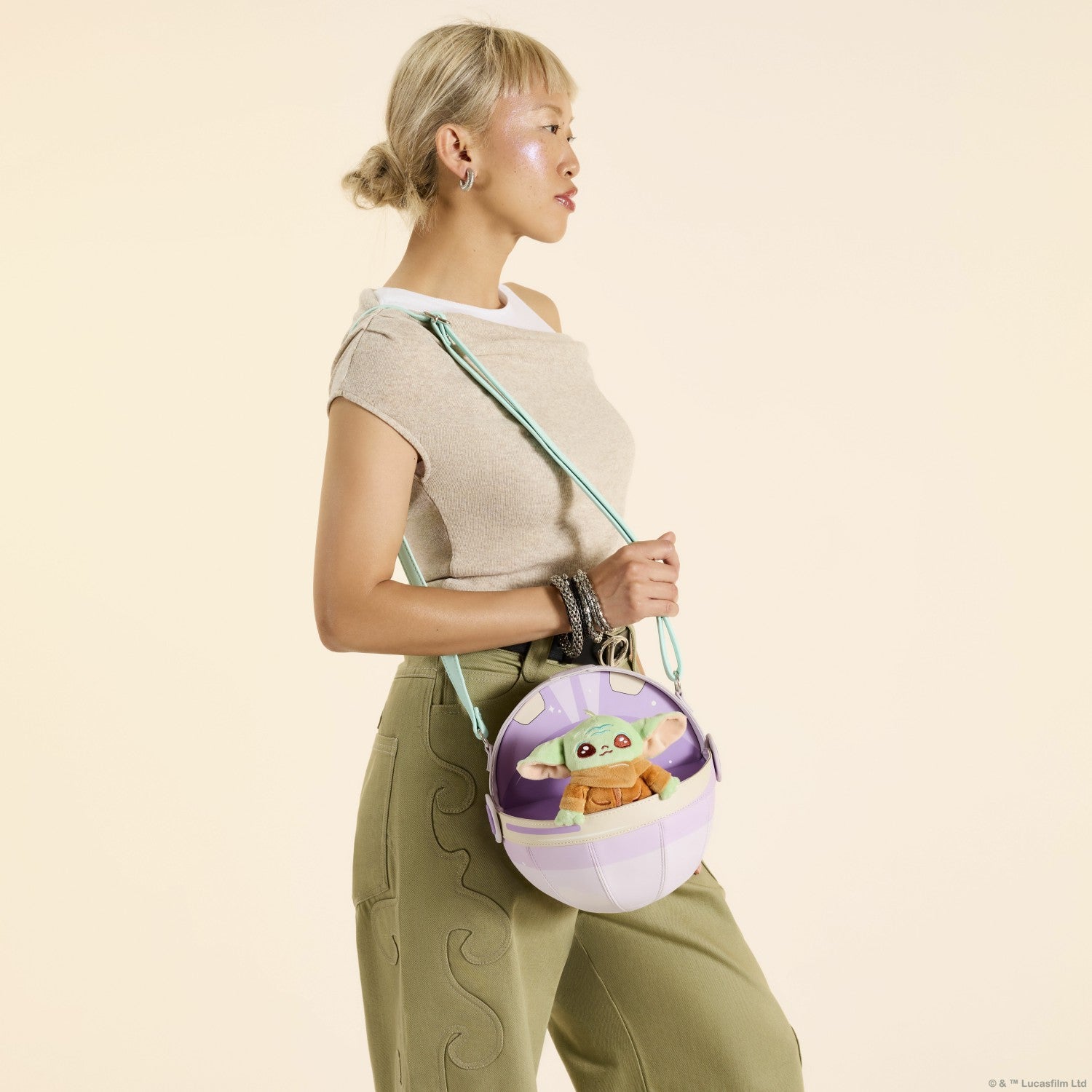 Loungefly The Mandalorian Grogu Figural Pod Plush Crossbody Bag