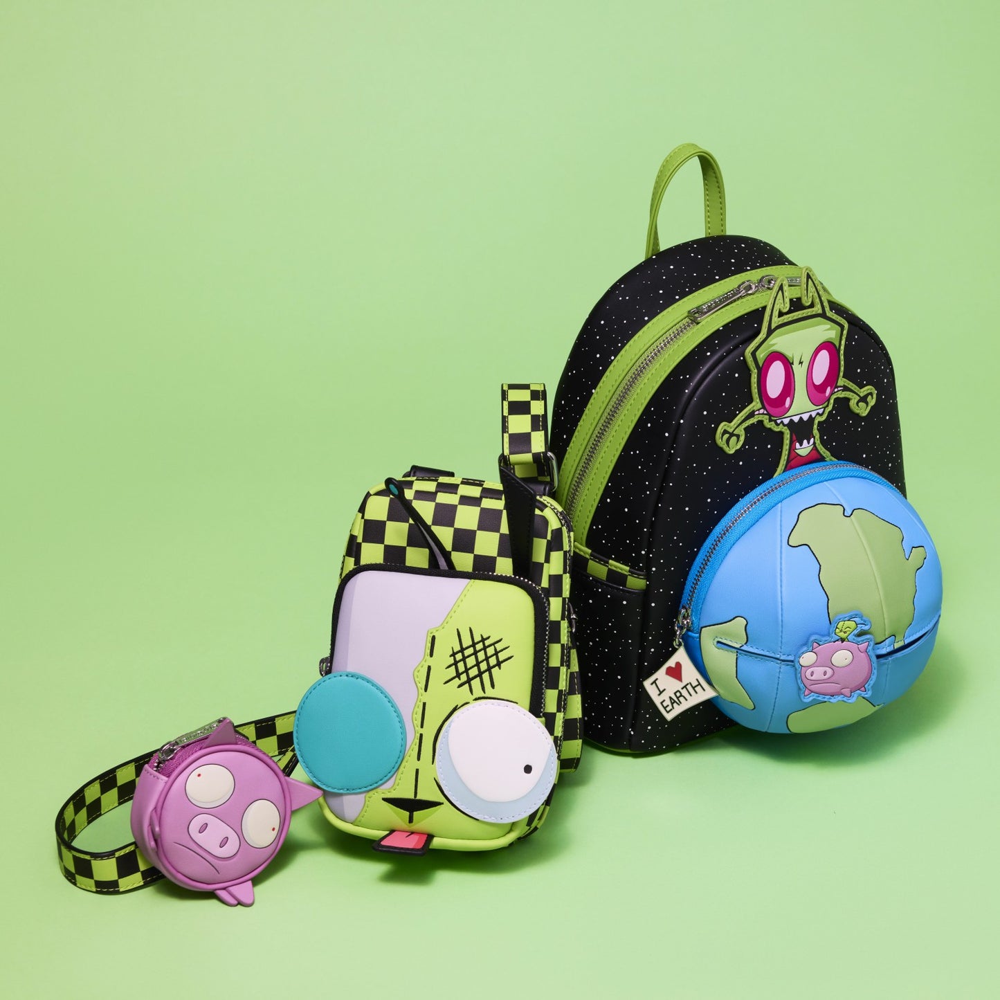 Loungefly Invader Zim Gir Cell Phone Crossbody Bag with Coin Bag
