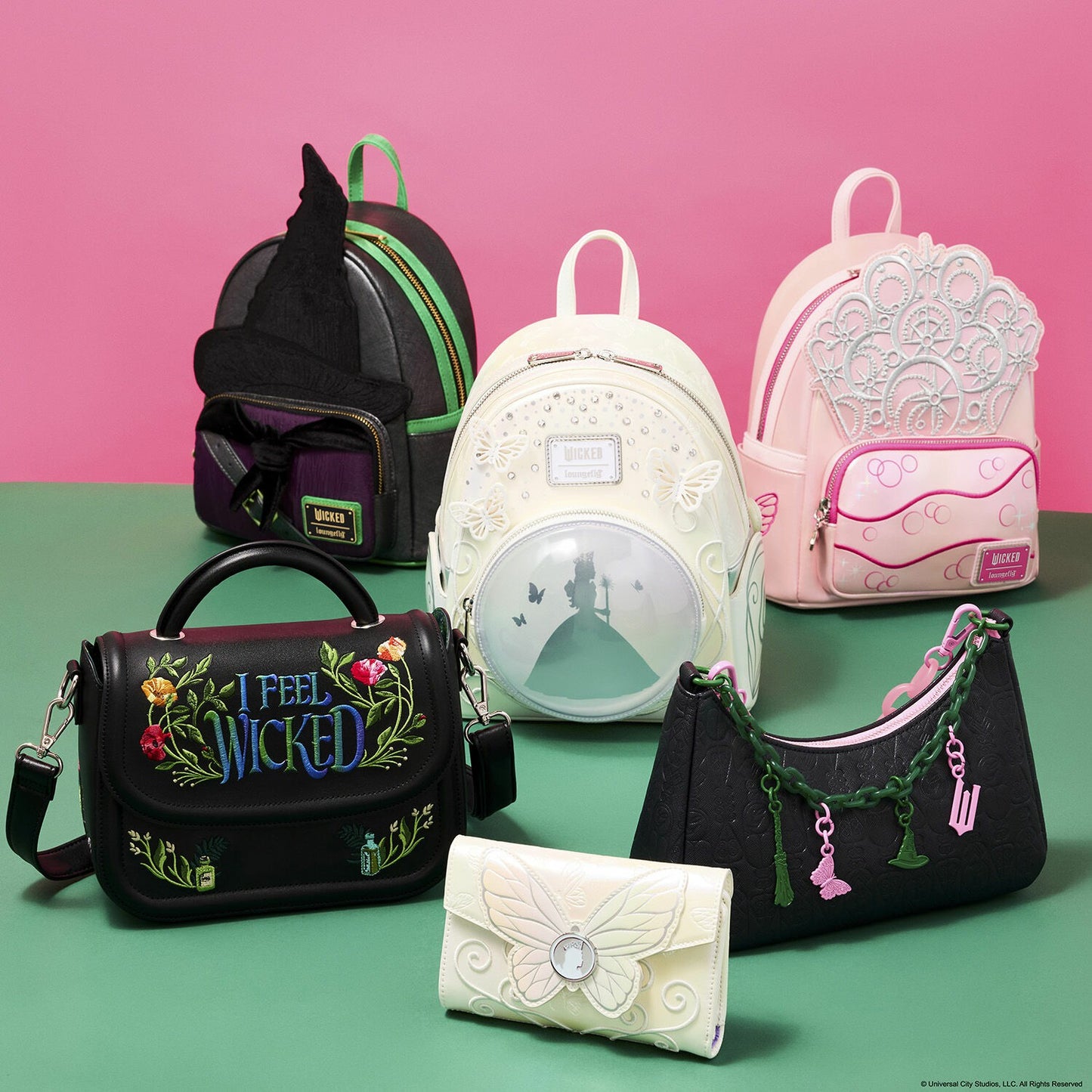 Loungefly Wicked: For Good Glinda & Elphaba Crossbody Bag with Charms
