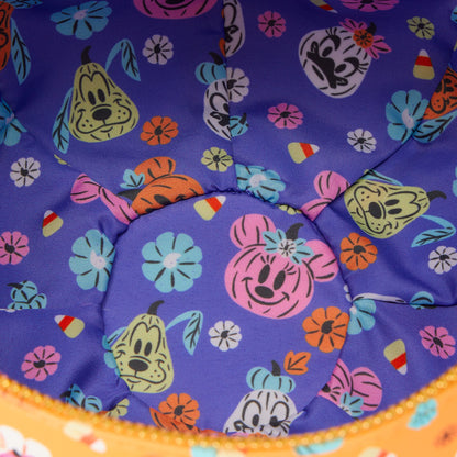 Loungefly Mickey Mouse Floral Pumpkin Head Glow Figural Crossbody Bag