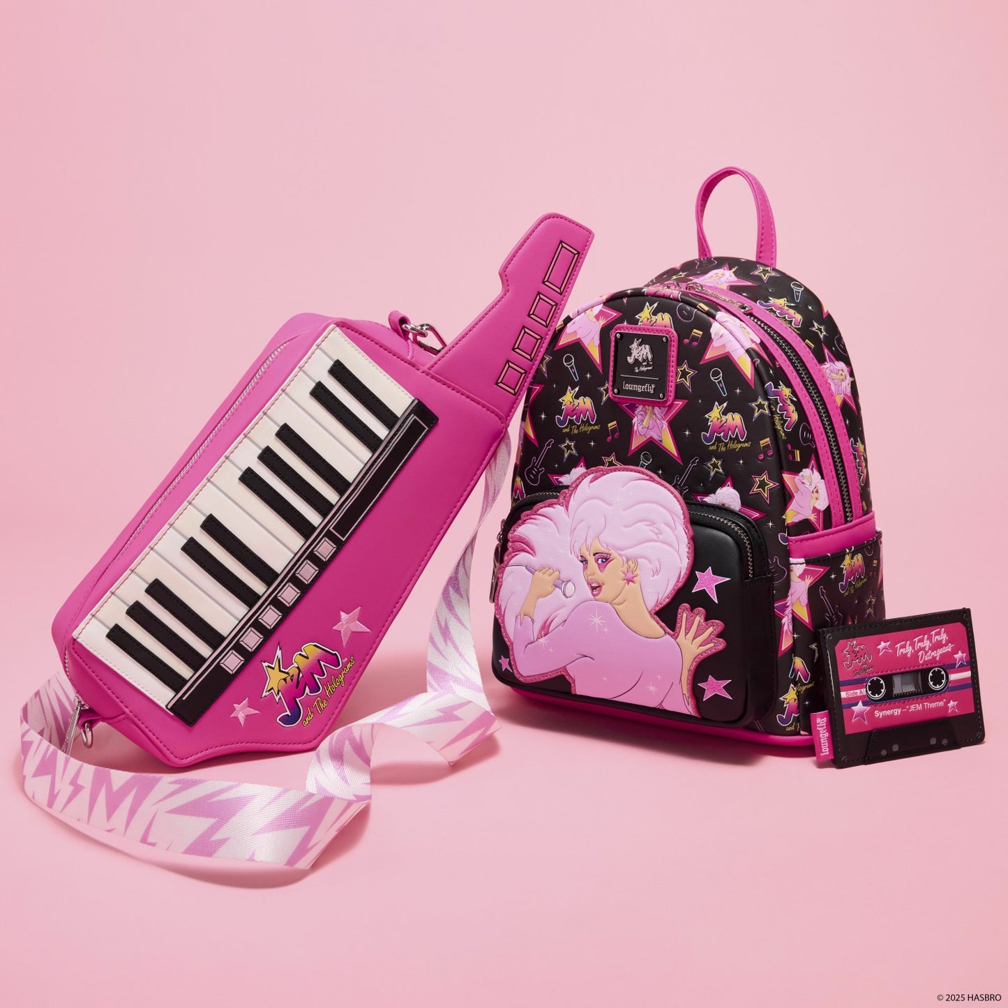 Loungefly Jem and the Holograms Figural Keytar Glow Crossbody Bag
