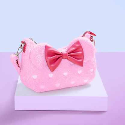 Loungefly Minnie Mouse Exclusive Hearts Strawberry Scented Sherpa Crossbody Bag