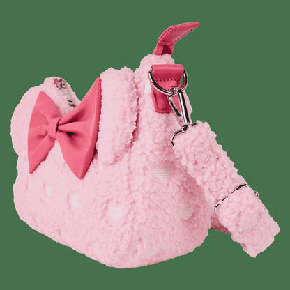 Loungefly Minnie Mouse Exclusive Hearts Strawberry Scented Sherpa Crossbody Bag