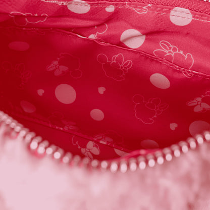 Loungefly Minnie Mouse Exclusive Hearts Strawberry Scented Sherpa Crossbody Bag