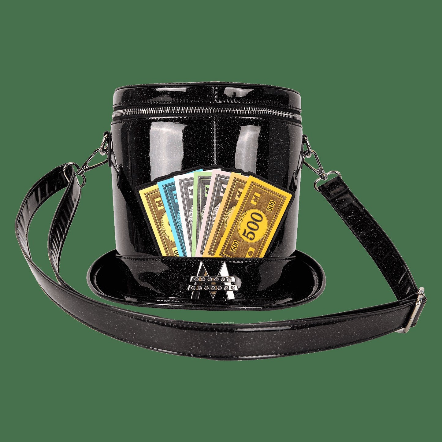 Loungefly Monopoly 90th Anniversary Top Hat Glitter Figural Crossbody Bag