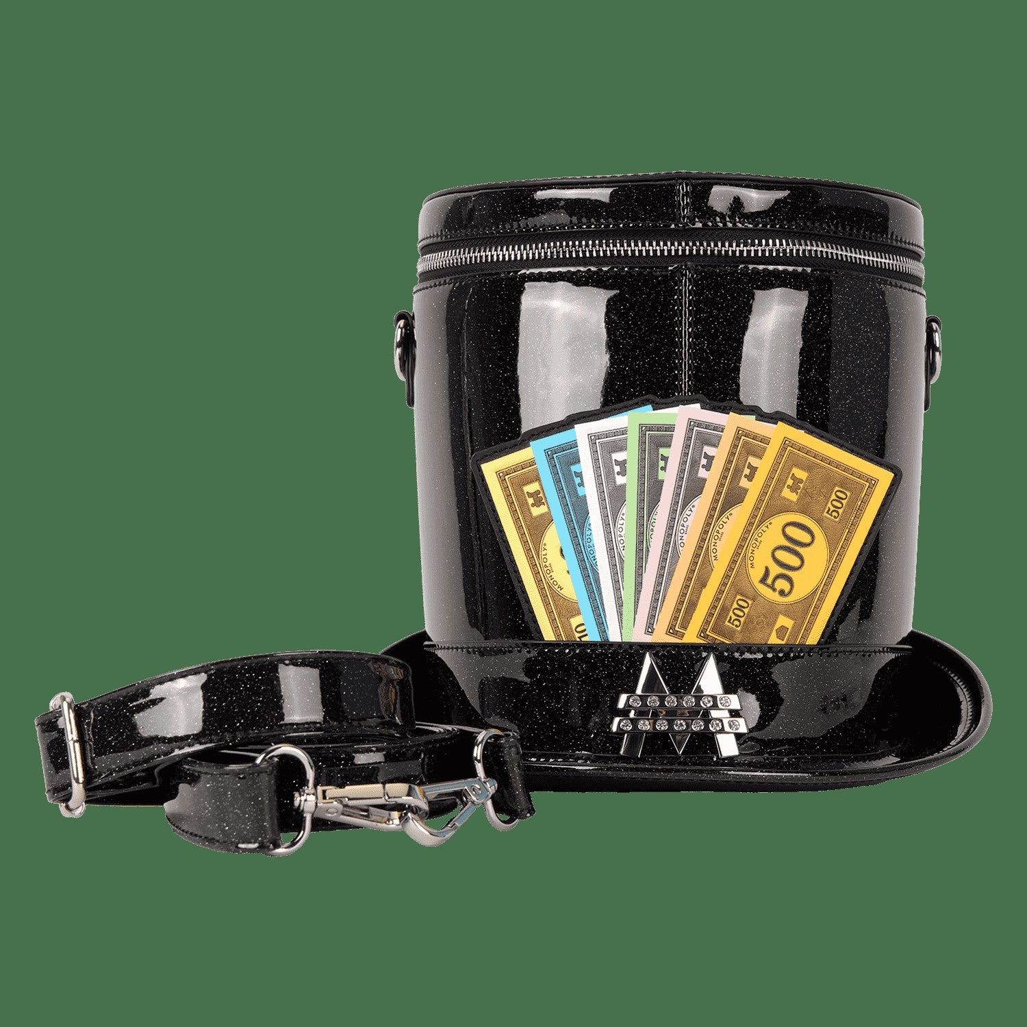 Loungefly Monopoly 90th Anniversary Top Hat Glitter Figural Crossbody Bag