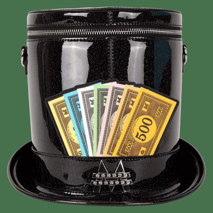 Loungefly Monopoly 90th Anniversary Top Hat Glitter Figural Crossbody Bag