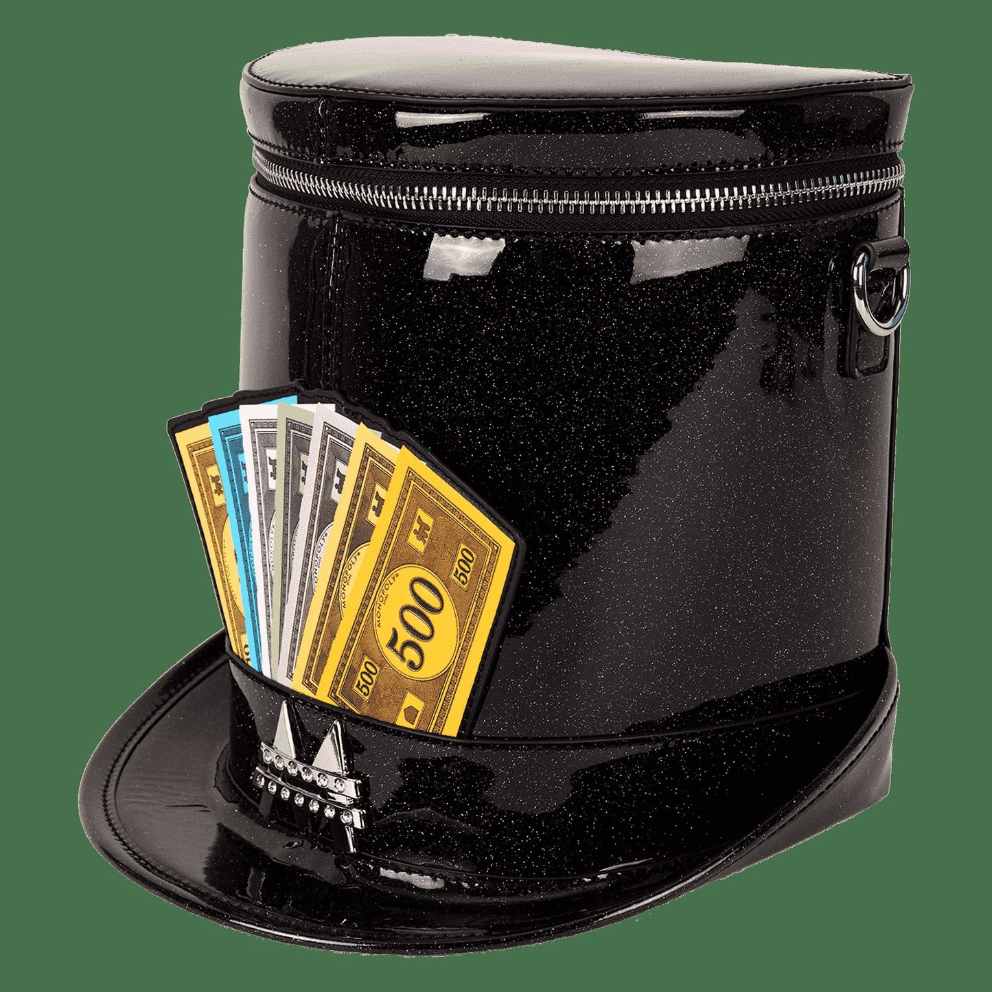 Loungefly Monopoly 90th Anniversary Top Hat Glitter Figural Crossbody Bag