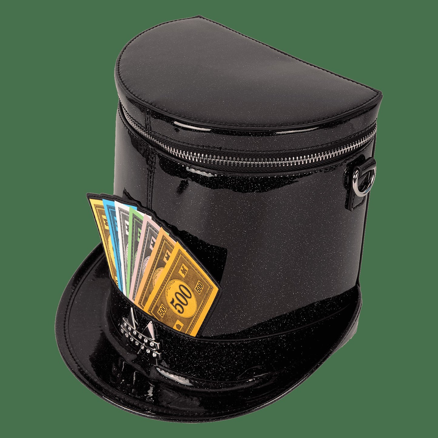 Loungefly Monopoly 90th Anniversary Top Hat Glitter Figural Crossbody Bag