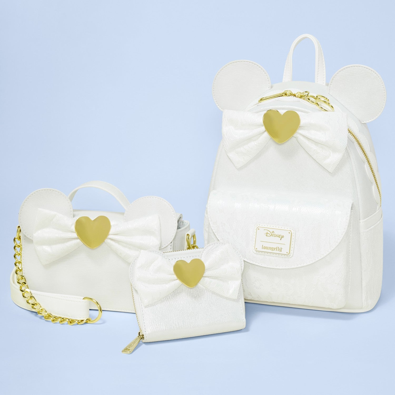 Loungefly Minnie Mouse Iridescent Lace Wedding Crossbody Bag