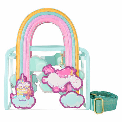 Loungefly Minions Fluffy Unicorn Rainbow Clear Mini Tote Crossbody Bag