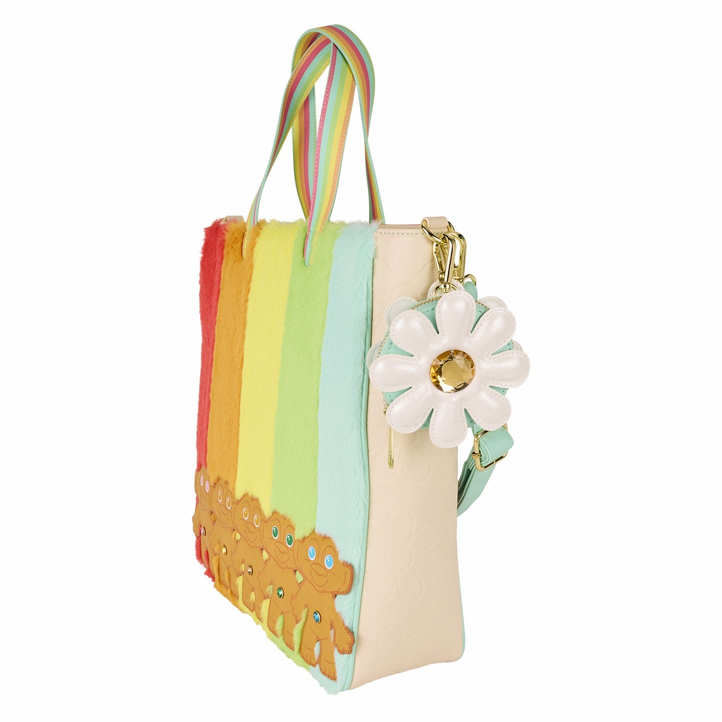 Loungefly Classic Good Luck Trolls Plush Glitter Tote Crossbody Bag with Coin Bag
