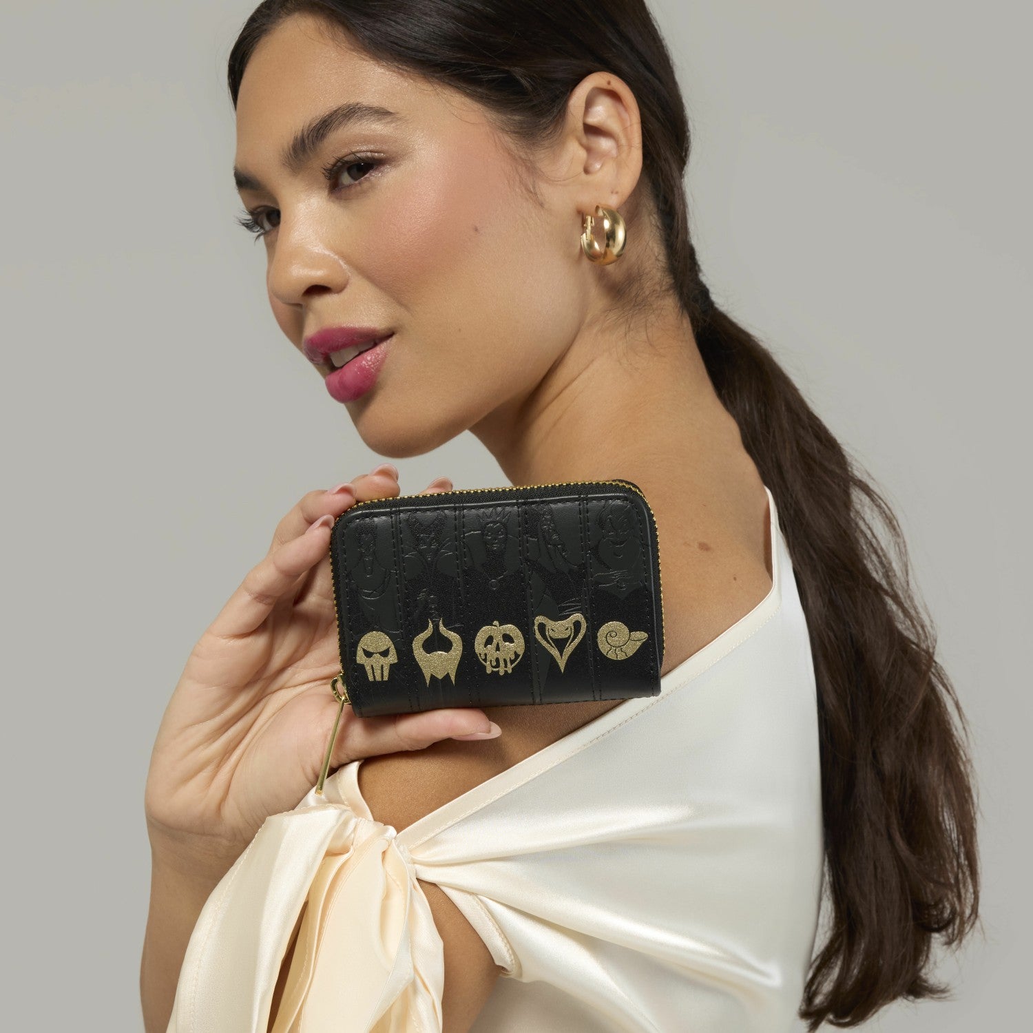 Loungefly Disney Villains Exclusive Black & Gold Zip Around Wallet